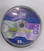 Tubo DVD LSK Media DVD+R DL 8X 8.5GB 25PCS Doule Layer