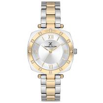 Relogio Analogico Feminino Daniel Klein DK.1.12688-4 Premium Ladies / Pulseira de Aco Inoxidavel - Prata/Dourado