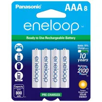 Pilha Recarregável Panasonic Eneloop BK-4MCCA8BA AAA - 8 Unidades