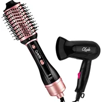Escova Secadora Quanta Easy Step QTES6001 - Preto/Rose Gold + Secador Krab KBSC12