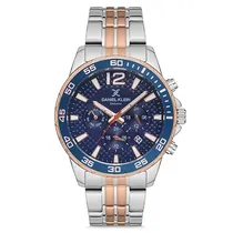 Relogio Analógico Masculino Daniel Klein DK.1.12675-4 Exclusive Gents / Pulseira de Aço Inoxidável - Prata/Azul/Dourado