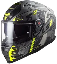 Capacete para Moto LS2 Vector II Techbot FF811 - Tamanho XXL (63-64) - Titanium / Yellow