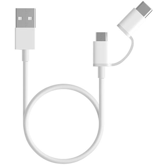 Cabo 2 Em 1 Xiaomi SJX01ZM Micro USB + USB-C - 30 Cm