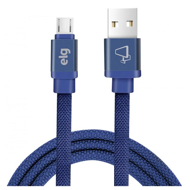 Cabo Micro USB Elg CNV510BE - 1 Metro / Tecido Canvas / 12W / 2.1A