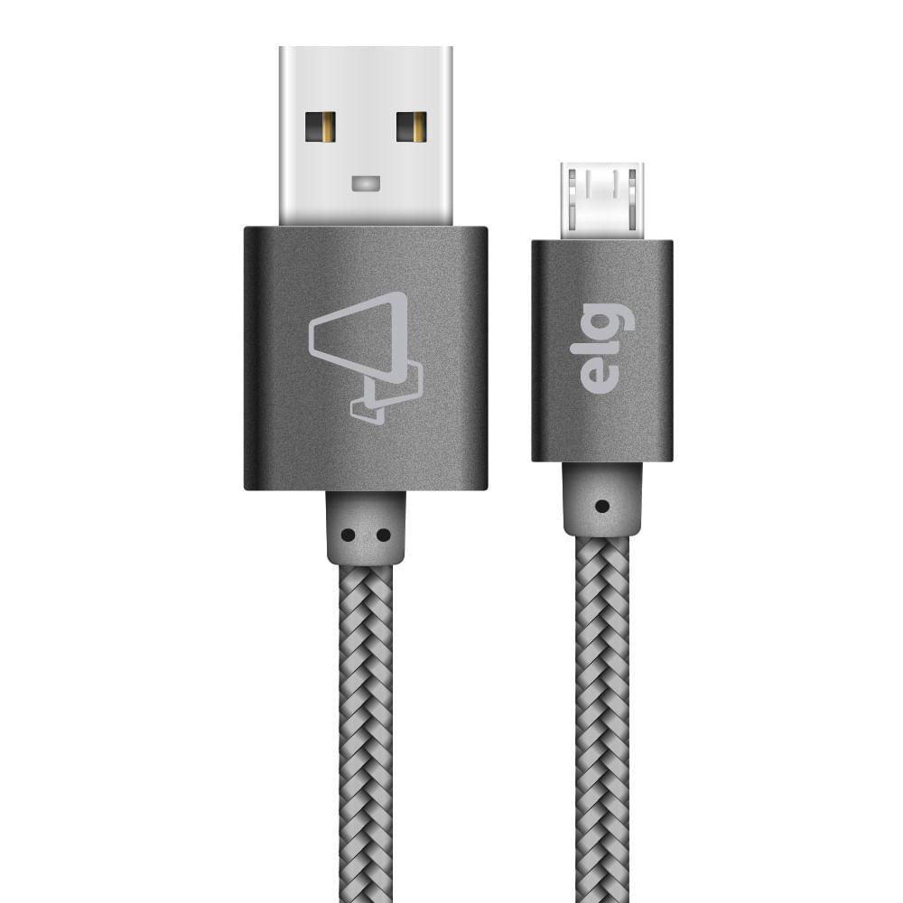 Cabo Micro USB Elg M510BY - 1 Metro / Nylon Trançado / 12W / 2.4A