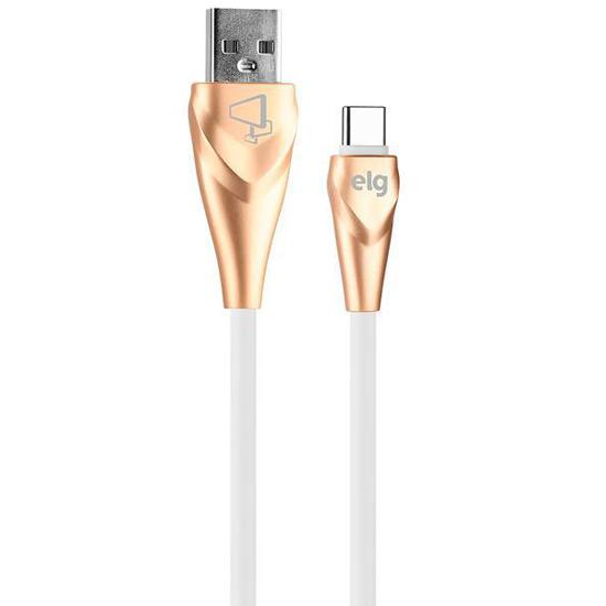 Cabo USB-C Elg ALCWH - 1 Metro / Elastômero Termoplástico / 12W / 2.4A