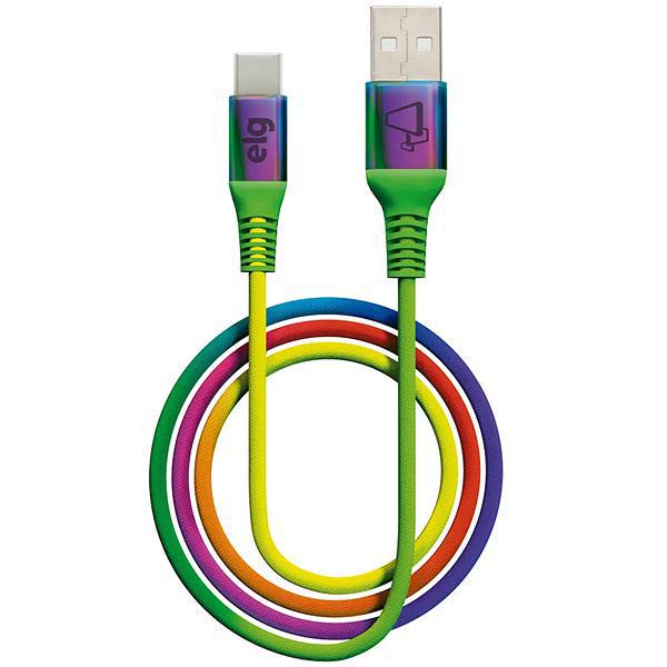 Cabo USB-C Elg TC10RB - 1 Metro / Nylon Reforçado / 15W / 3A