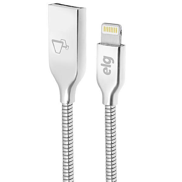 Cabo USB Lightning Elg L810SM - 1 Metro / Aço Inoxidável / 12W / 2.4A