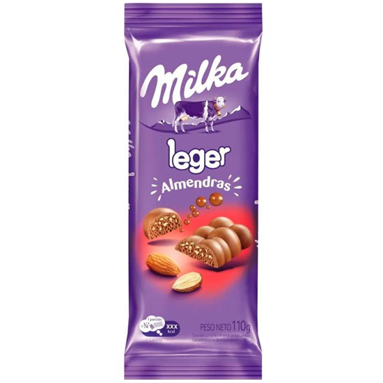 Chocolate Milka Leger Almendras 110G