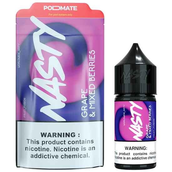Essência para Vaper Nasty Juice PodMate Salt Grape & Mixed Berries 30ML