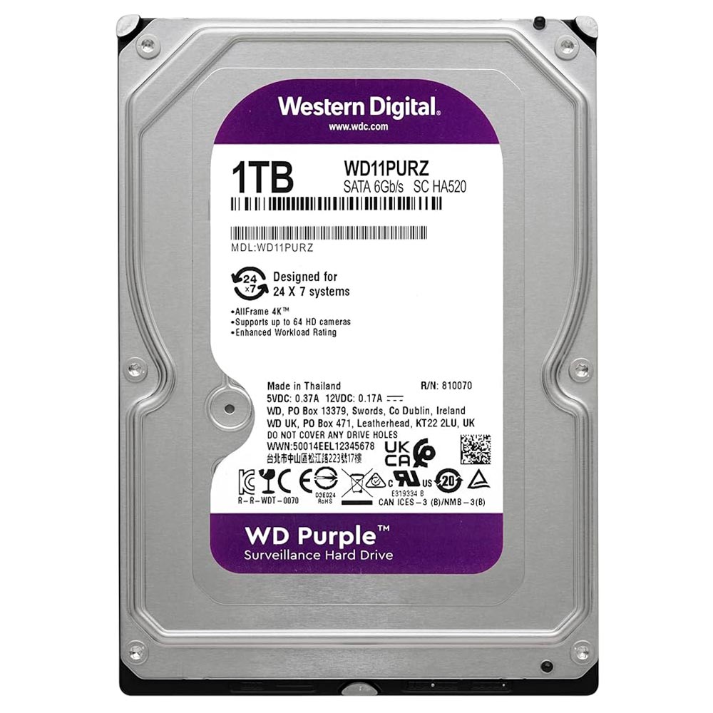 HD Western Digital WD Purple WD11PURZ 1TB 3.5" 5400RPM 64MB