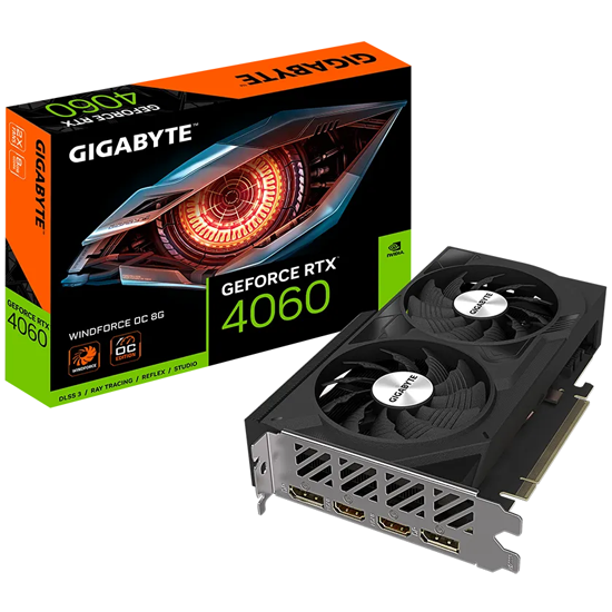 Placa de Vídeo Gigabyte GeForce RTX4060 Windforce OC 8GB GDDR6 PCI-Express