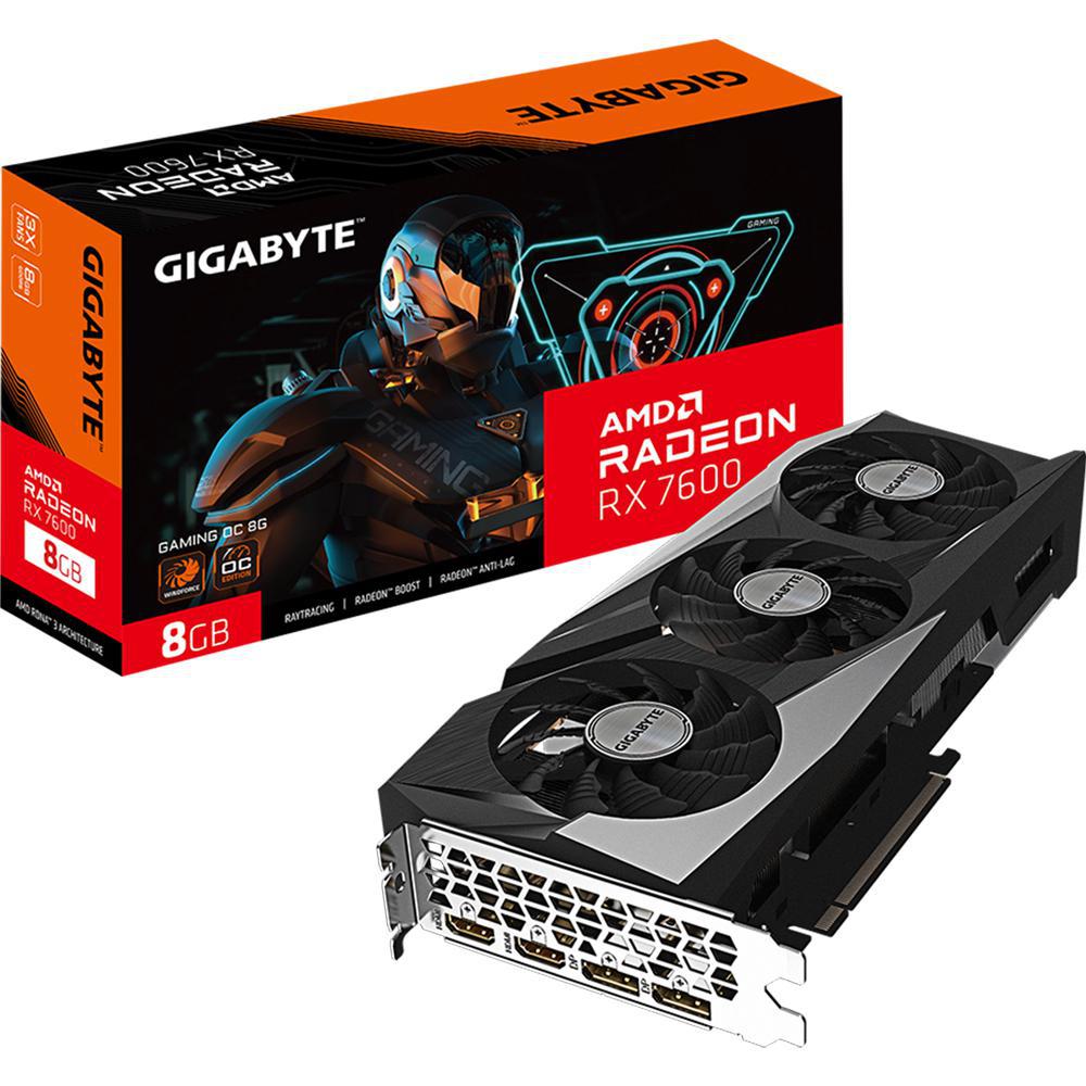 Placa de Vídeo Gigabyte Radeon RX7600 Gaming OC 8GB GDDR6 PCI-Express