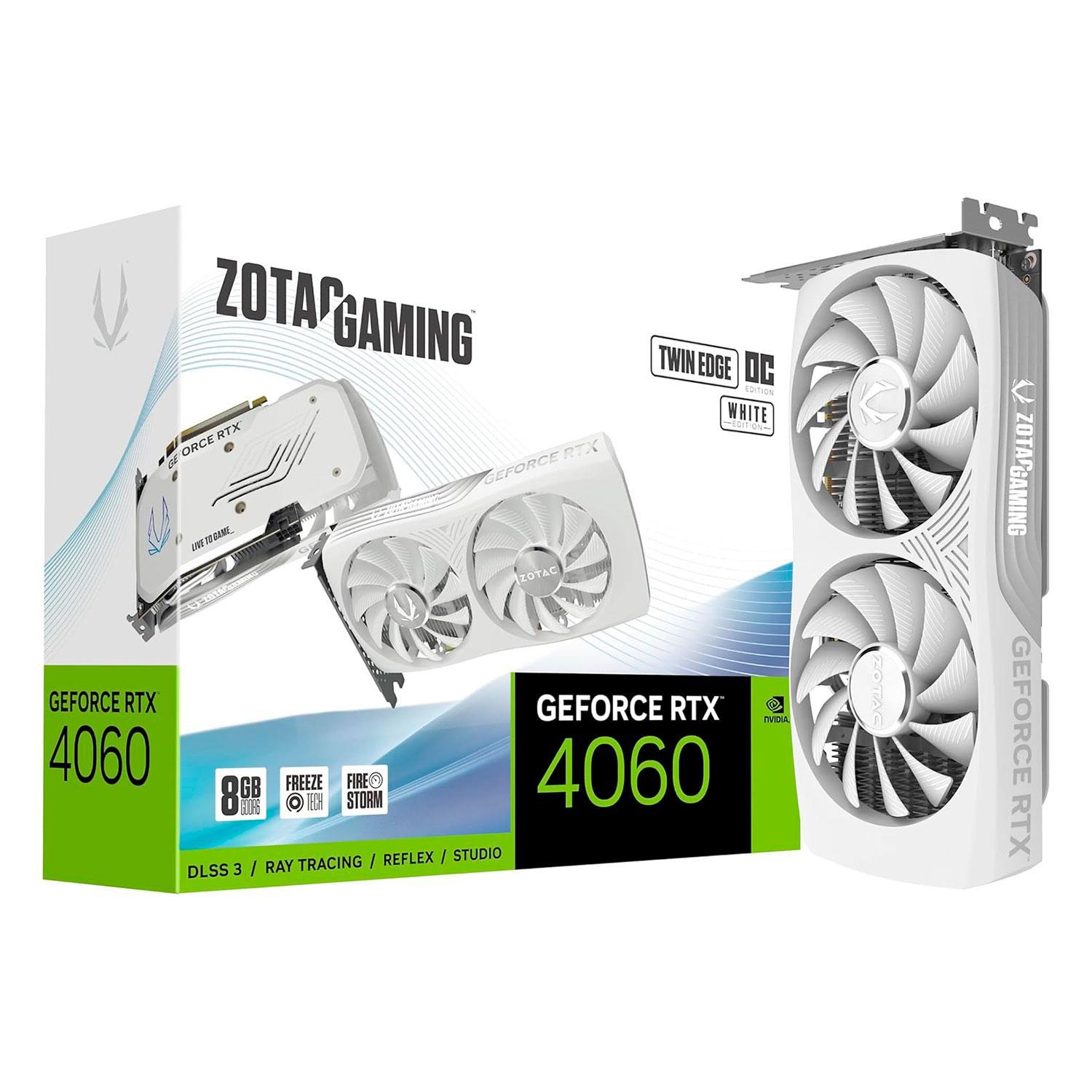 Placa de Vídeo Zotac GeForce RTX4060 Twin Edge OC White 8GB GDDR6 PCI-Express