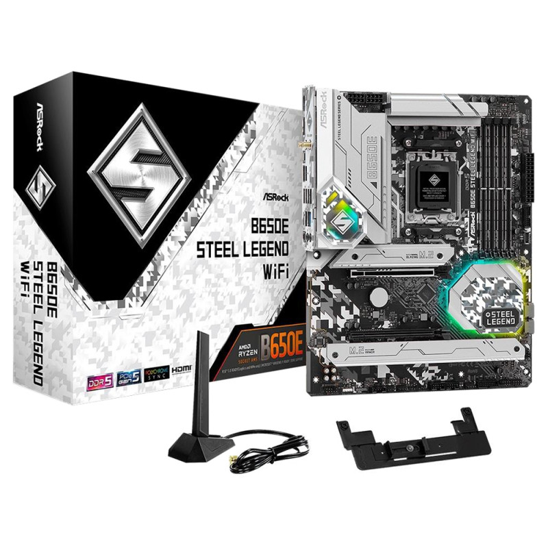Placa Mãe Asrock B650E Steel Legend Wi-Fi AMD Soquete AM5
