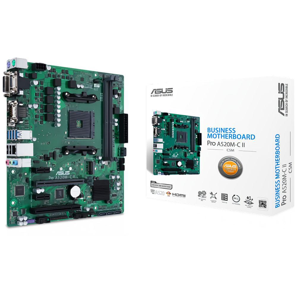 Placa Mãe Asus Pro A520M-C II/CSM AMD Soquete AM4
