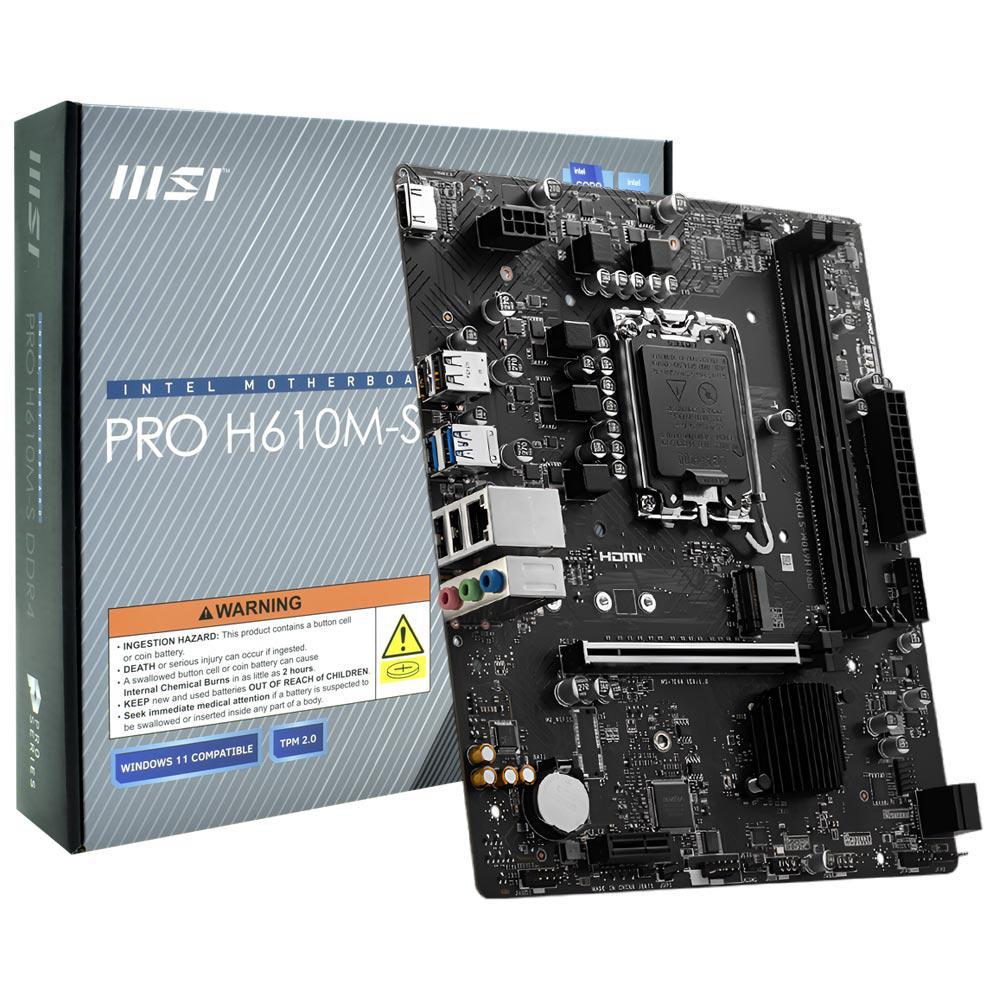 Placa Mãe MSI Pro H610M-S DDR4 Intel Soquete LGA 1700