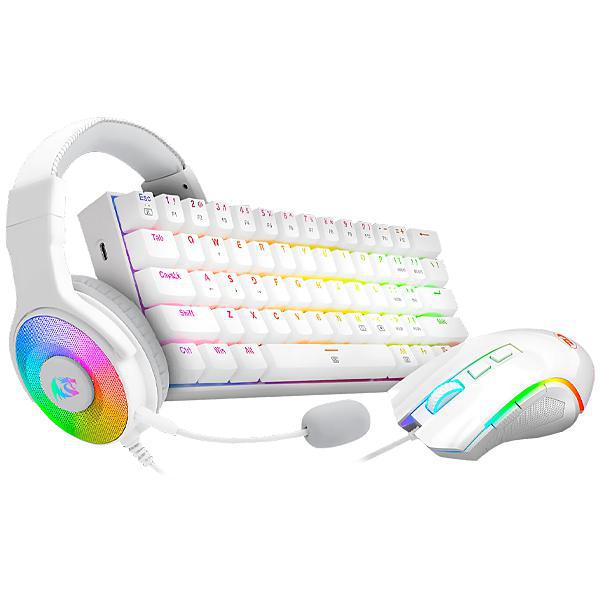 Teclado Redragon Essentials S129W USB Com Mouse / Fone de Ouvido