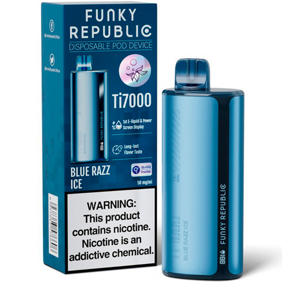 Vaper Descartável Elfbar Funky Republic Ti7000 Blue Razz Ice 7000 Puffs