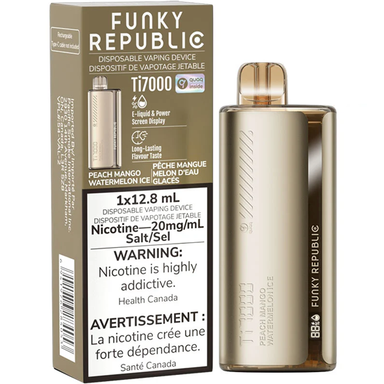 Vaper Descartável Elfbar Funky Republic Ti7000 Peach Mango Watermelon Ice 7000 Puffs