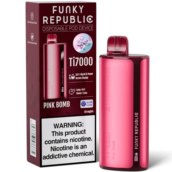 Vaper Descartável Elfbar Funky Republic Ti7000 Pink Bomb 7000 Puffs