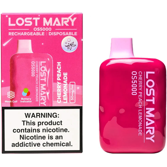 Vaper Descartável Elfbar Lost Mary OS5000 Cherry Peach Lemonade 5000 Puffs