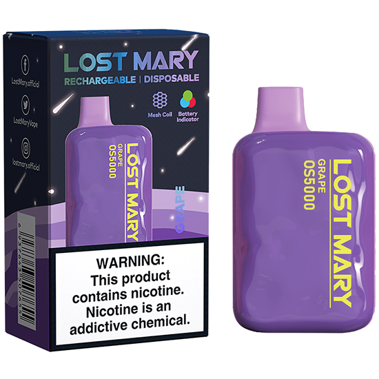 Vaper Descartável Elfbar Lost Mary OS5000 Grape 5000 Puffs