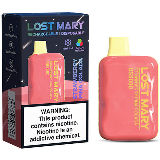 Vaper Descartável Elfbar Lost Mary OS5000 Strawberry Pina Colada 5000 Puffs