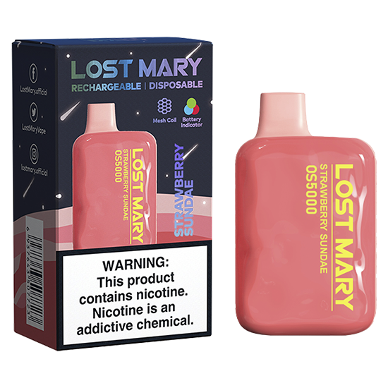 Vaper Descartável Elfbar Lost Mary OS5000 Strawberry Sundae 5000 Puffs