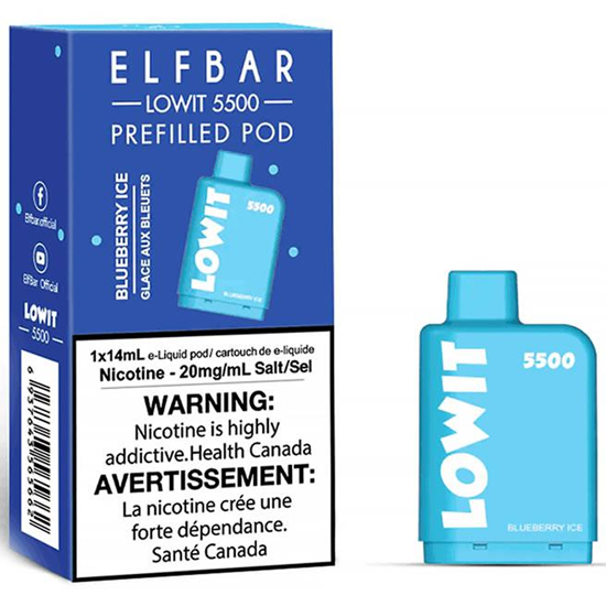 Vaper Descartável Elfbar Lowit Blueberry Ice 5500 Puffs