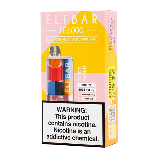 Vaper Descartável Elfbar TE6000 Juicy Peach 6000 Puffs