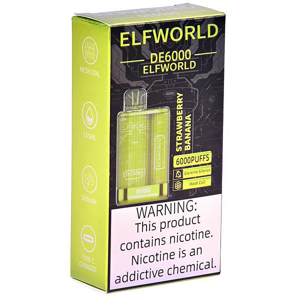 Vaper Descartável Elfworld DE6000 Strawberry Banana 6000 Puffs