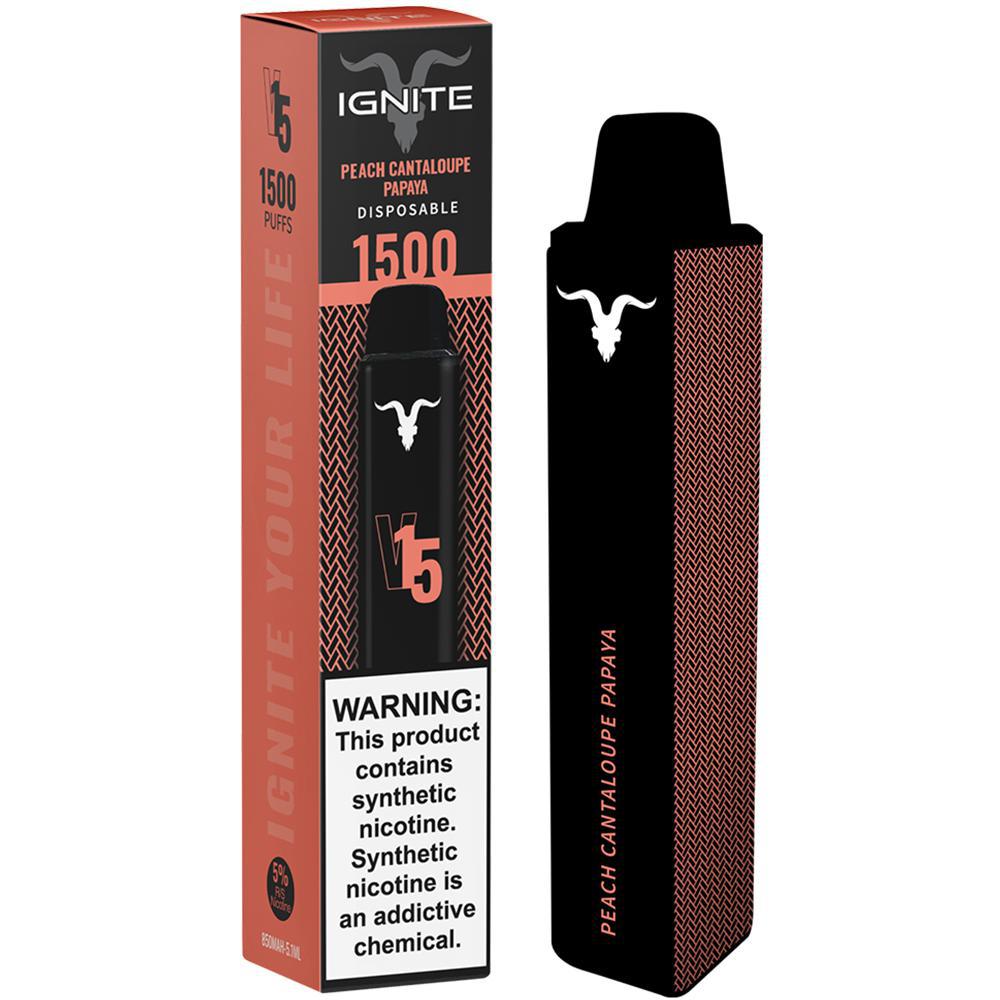 Vaper Descartável Ignite V15 Peach Cantaloupe Papaya 1500 Puffs