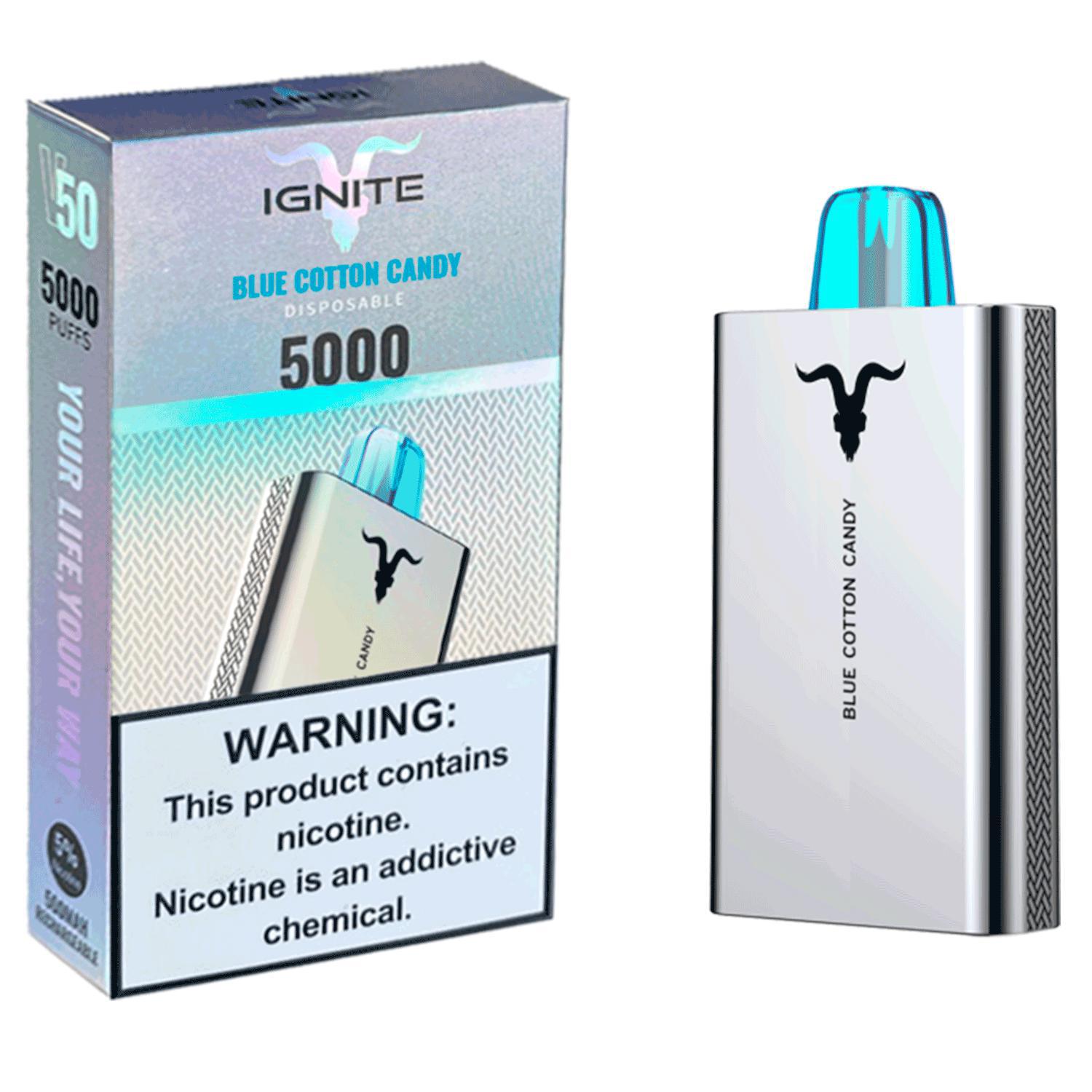 Vaper Descartável Ignite V50 Blue Cotton Candy 5000 Puffs