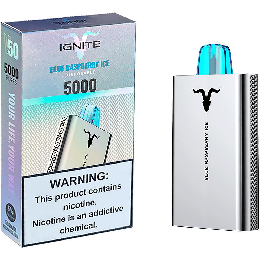 Vaper Descartável Ignite V50 Blue Raspberry Ice 5000 Puffs