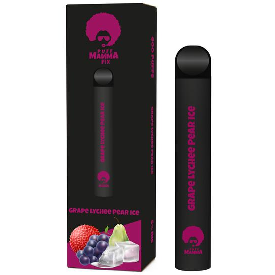 Vaper Descartável Puff Mamma Fix Grape Lychee Pear Ice 600 Puffs