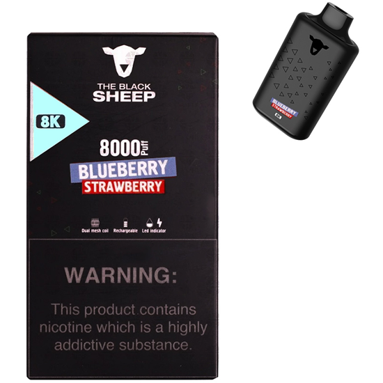 Vaper Descartável The Black Sheep 8K Blueberry Strawberry 8000 Puffs