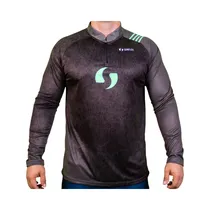 Remera de Pesca Sunflex Sport Raglan DRY-Fit Gris/Verde Menta