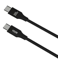 Cable de Datos Vezr VD10 Type-C To Type-C 100W PD 12.M Silicona Black