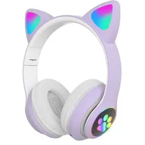 Fone de Ouvido Sem Fio Cat Ear VIV-23M com Microfone/RGB - Lila
