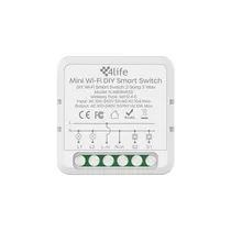 Interruptor Inteligente 4LIFE Mini Wifi Diy Smart Switch 2 Gang 3 Way FLMINIWR2G Compativel com Alexa / Google Home Assistant / 100-240V 50-60HZ / App Tuya / Smart Life - Branco