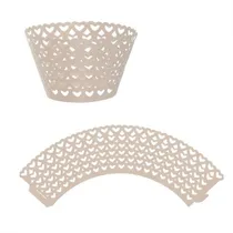 Kit Wraps para Cupcakes Coracoes W25 Branco 25PCS