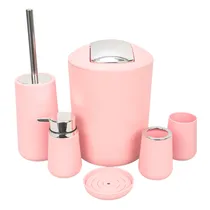Ogo de Banho Em Porcelana com Detalhes Cromados 6 Peças - Rosa