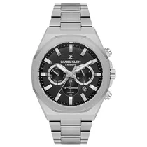 Relogio Analógico Masculino Daniel Klein DK.1.14218-1 Exclusive Gents / Pulseira de Aço Inoxidável - Prata/Preto