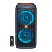 Caixa de Som / Spekear Portatil Megastar FIESTABOX1860 com Controle Remoto / 2X8" / Bluetooth / USB / SD / Aux / Mic / 15000W / LED / 110-220V ~ 50/ 60HZ - Preto