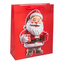 Sacola Natal Verm. Papai Noel Relevo 32X26X10CM