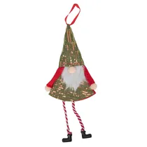 Enfeites de Natal Pendentes de Gnomos com Chapéu de Lantejoulas 4 X 14CM