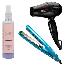 Kit Babyliss Pro - Secador BNT5510UZ + Prancha de Cabelo BNT9091TXLUZ + Protetor Térmico Klasse Proffesional 200ML