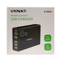 Cargador USB USB-C Sate A-R24U 6P 65W 6EN1 Negro
