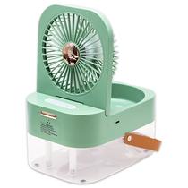 Mini Ventilador Fan Q7 com Humidificador / USB Recarregavel / 2.5 Litros / 6.5W - Verde